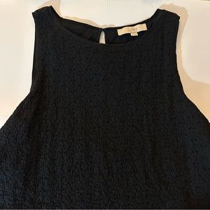 LOFT - Black Eyelet Layered Peplum Tank - Size Large
